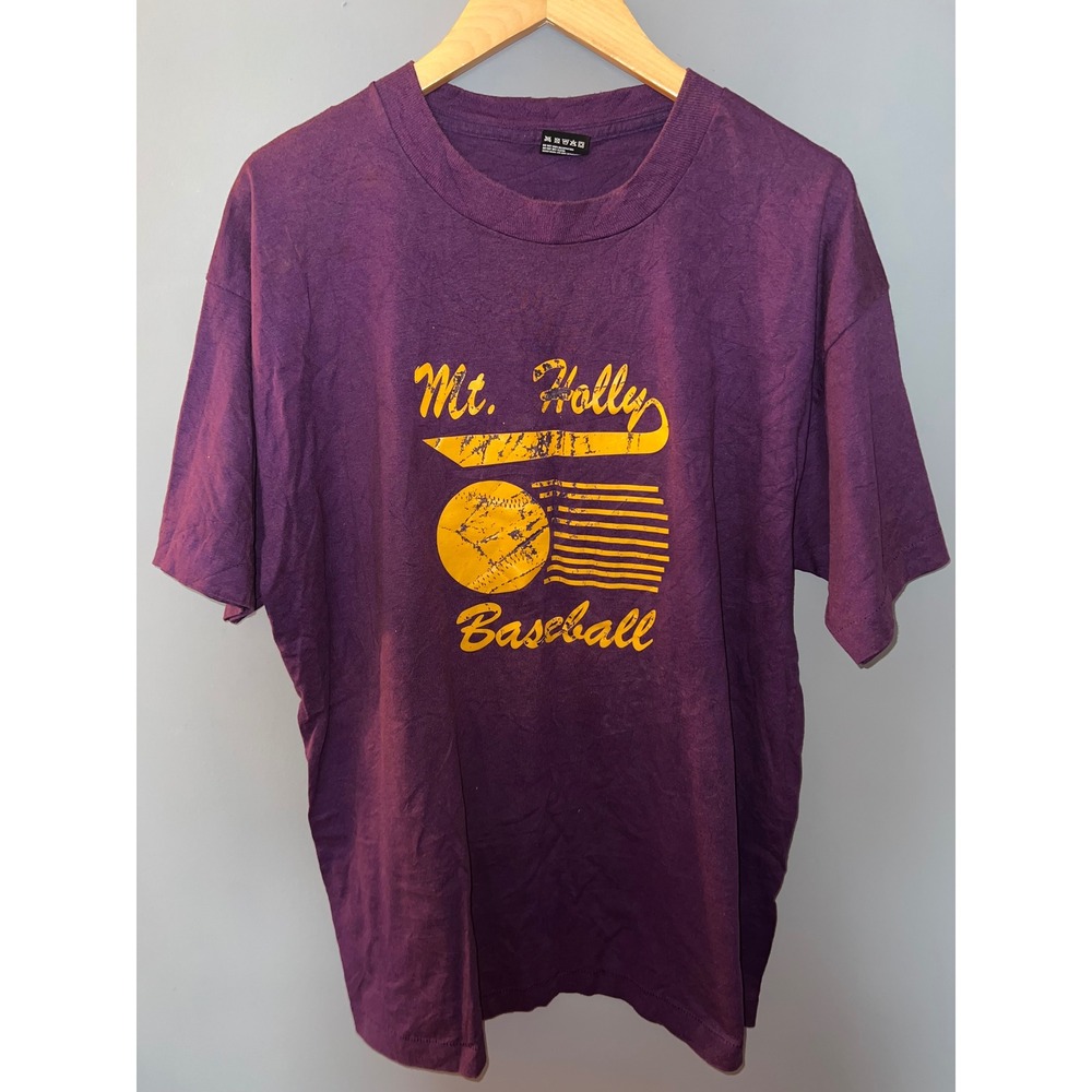 Vintage 90s Mt Holly Baseball‎ T Shirt XL Purple Fruit of the Loom Single Stitch